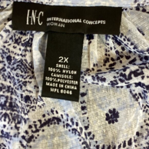 INC International Concepts Lace-up Sheer Shimmer Blouse Plus Sz 2X #308A - Picture 6 of 7